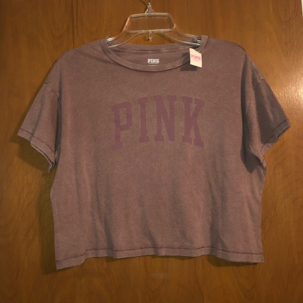 womens PINK short sleeve cropped tshirt